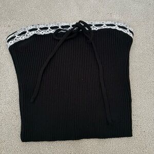 Edikted Black Strapless Top with Lace Trim